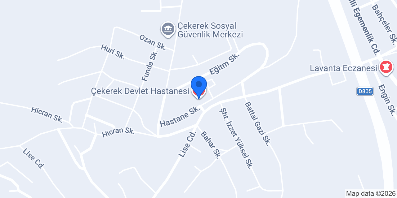 Çekerek Devlet Hastanesi konumu