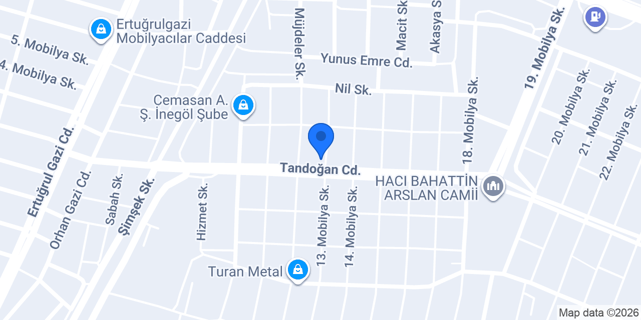 Betax Mobilya Malzemeleri konumu