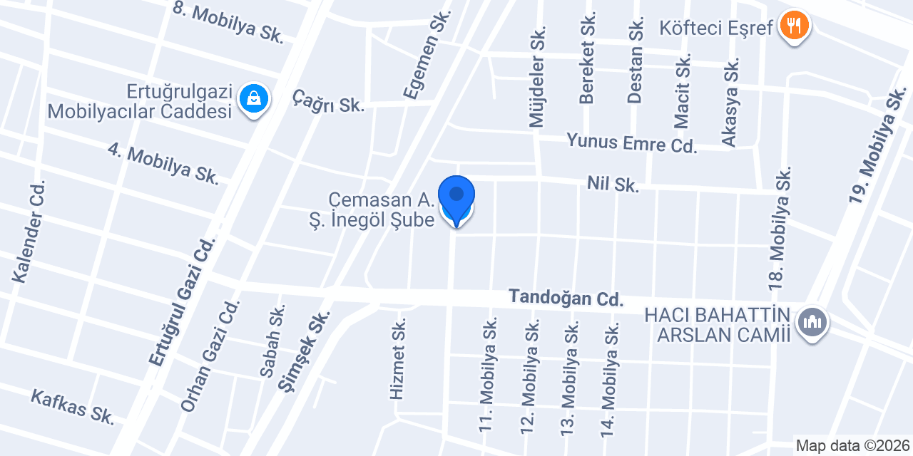 Çemasan A.Ş. İnegöl Şube konumu