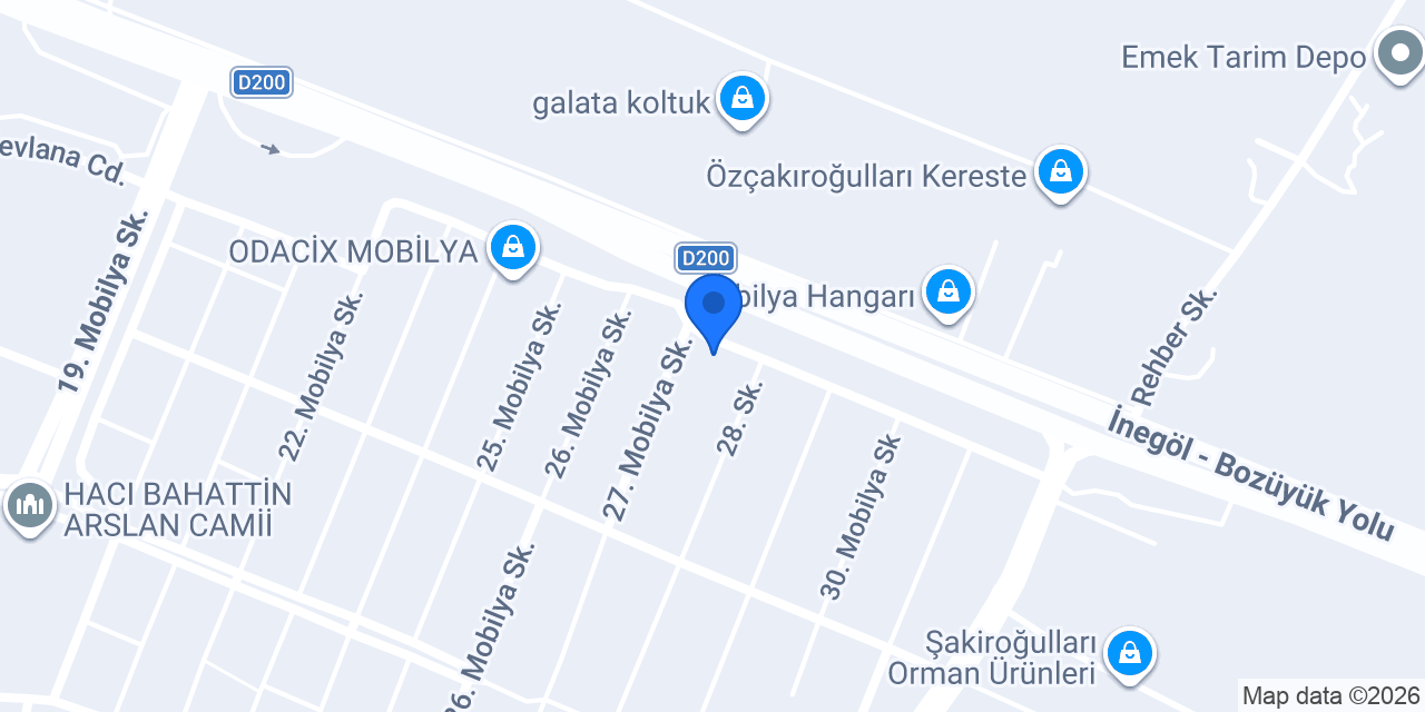 Nill's Mobilya | İnegöl - Üretim Tesisi konumu