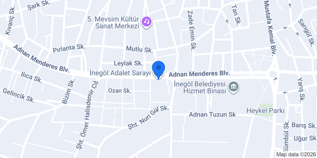 İnegöl Adalet Sarayı konumu