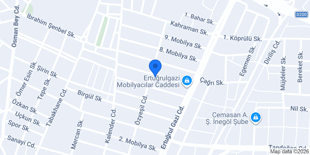 YAĞAN mobilya İNEGÖL / BURSA konumu
