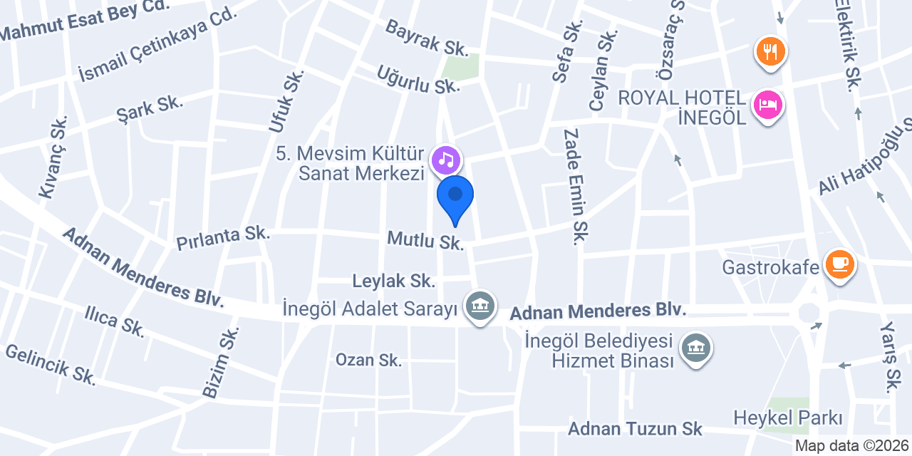 İnegöl İshakpaşa İlçe Halk Kütüphanesi konumu