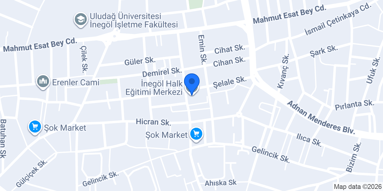 İnegöl Halk Eğitimi Merkezi konumu