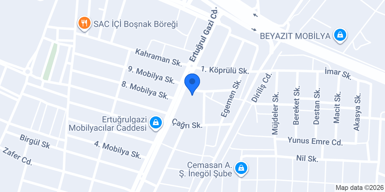 İnegöl Dizayn | İnegöl Mobilya konumu