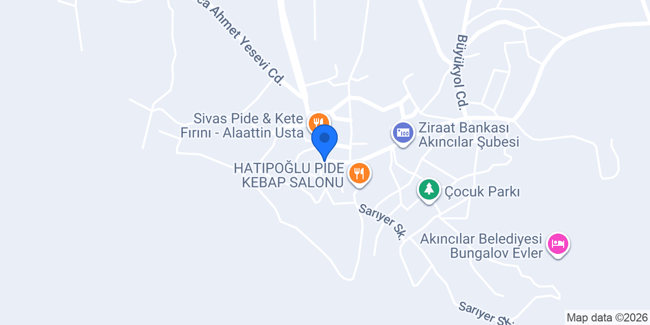 Çınar turizm Akıncılar konumu