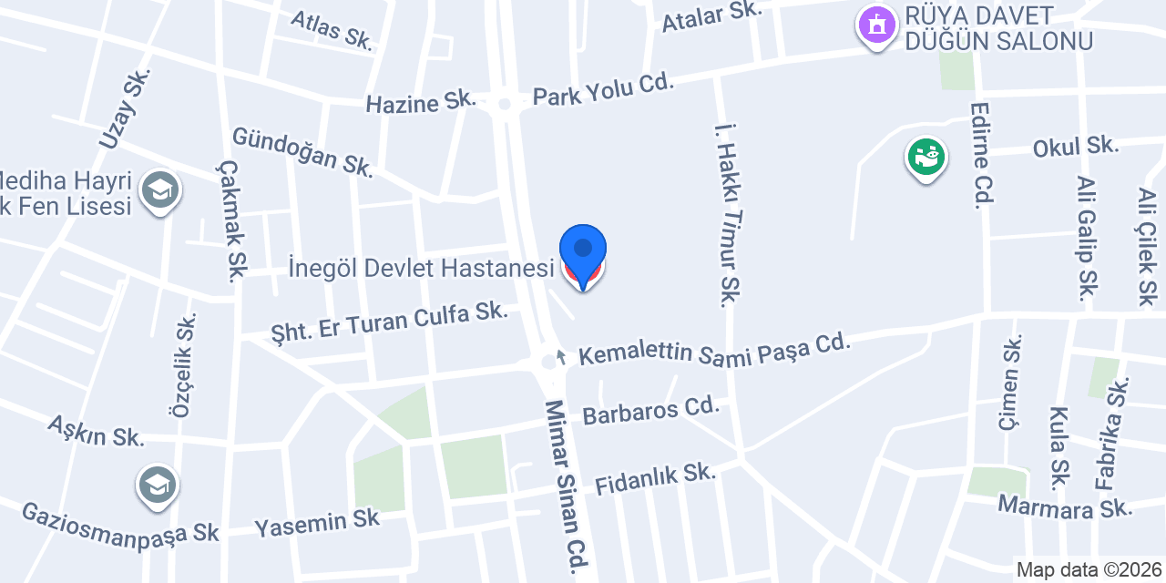 İnegöl Devlet Hastanesi konumu