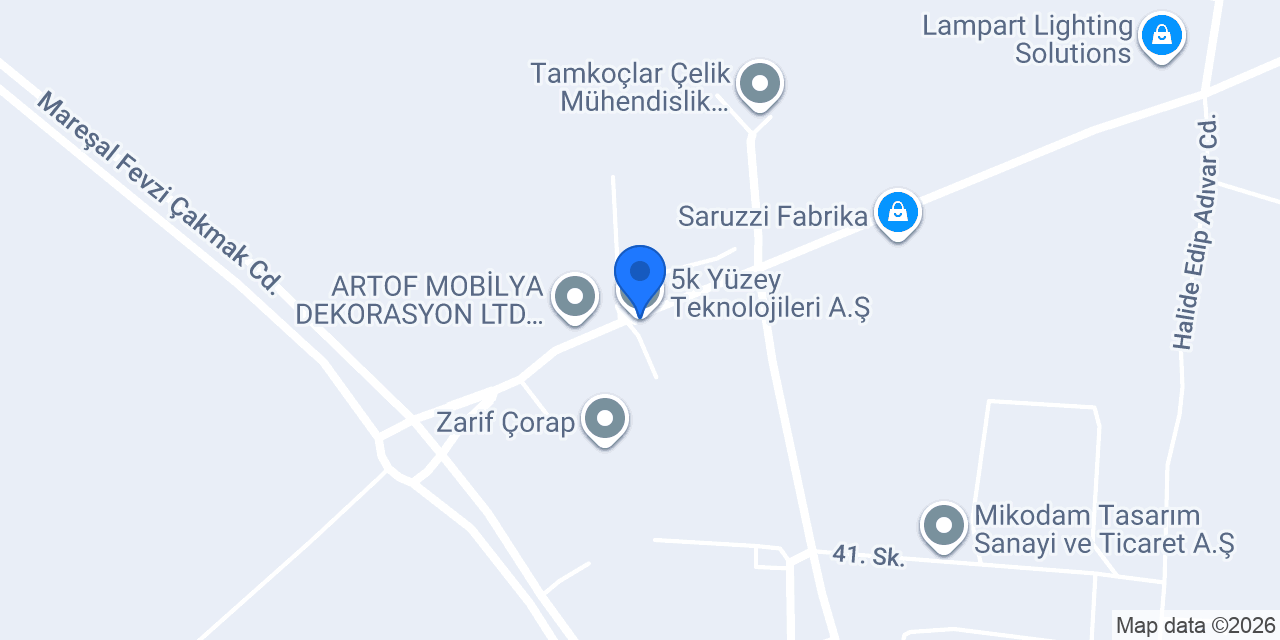 5k Yüzey Teknolojileri A.Ş. konumu
