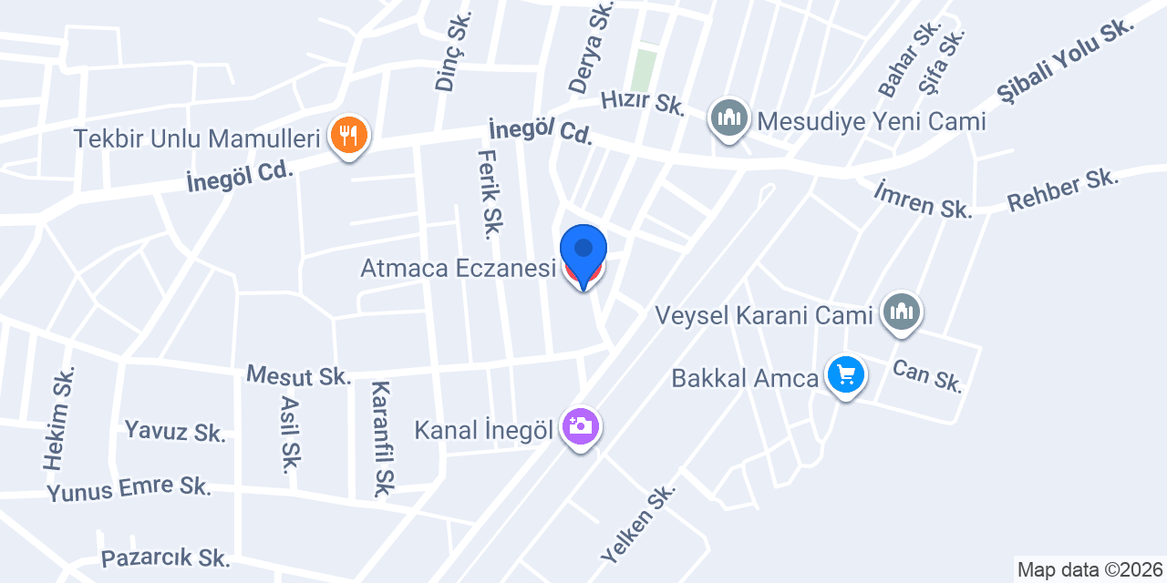 Atmaca Eczanesi konumu
