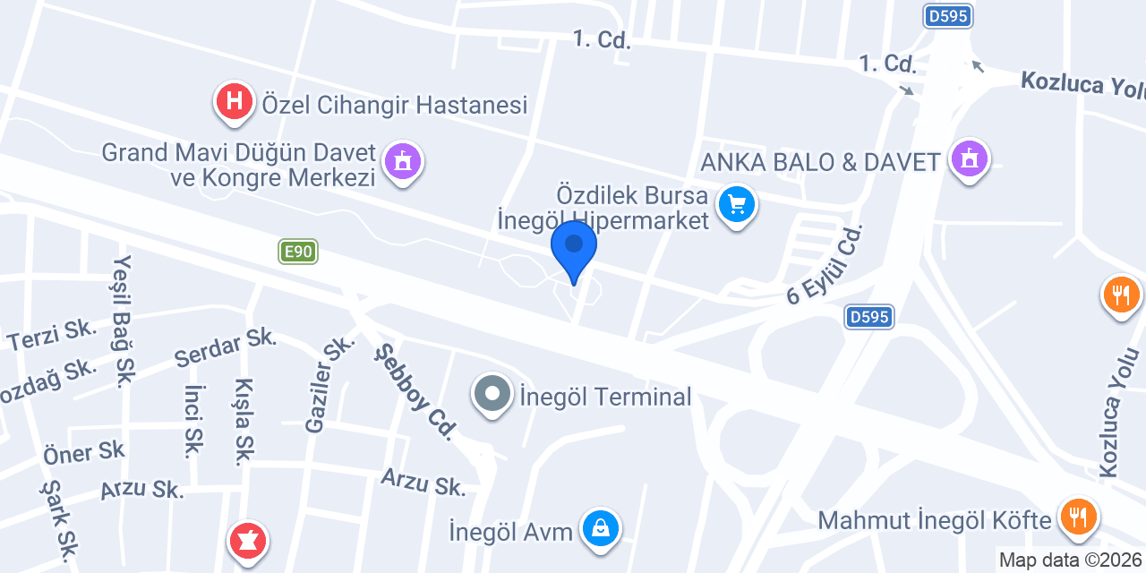 İnegöl Şehir Parkı konumu