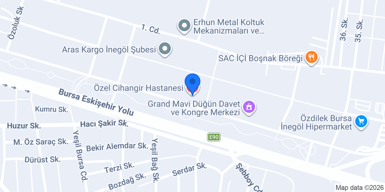 Özel Cihangir Hastanesi konumu