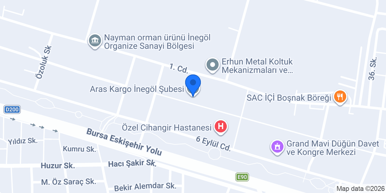 Aras Kargo İnegöl Şubesi konumu