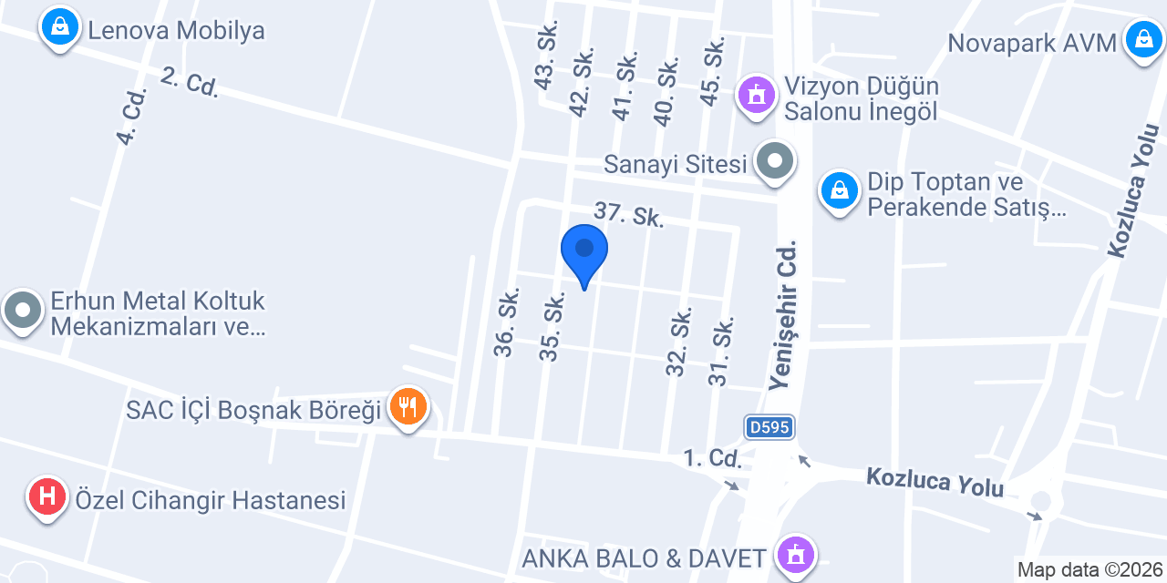 İnegöl Hasar Servisi konumu