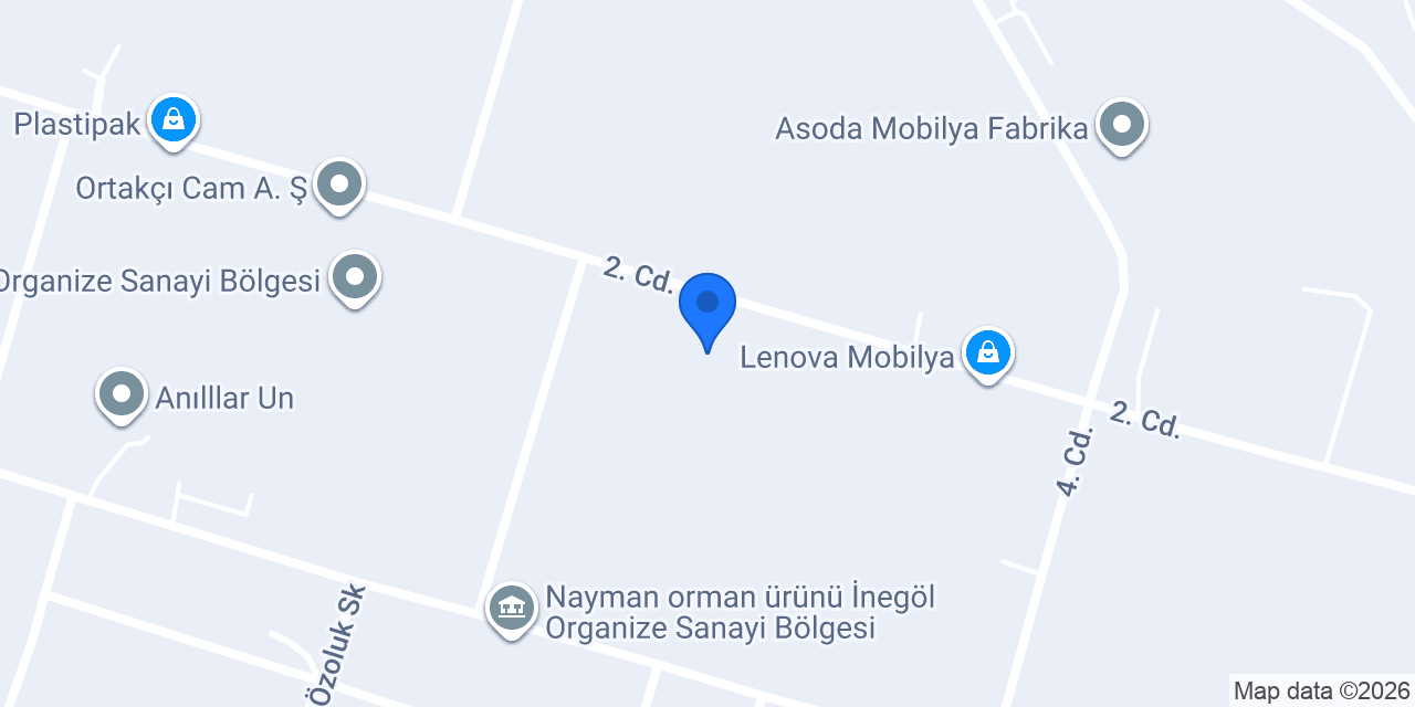 Ateş Orman Ürünleri İnegöl OSB konumu