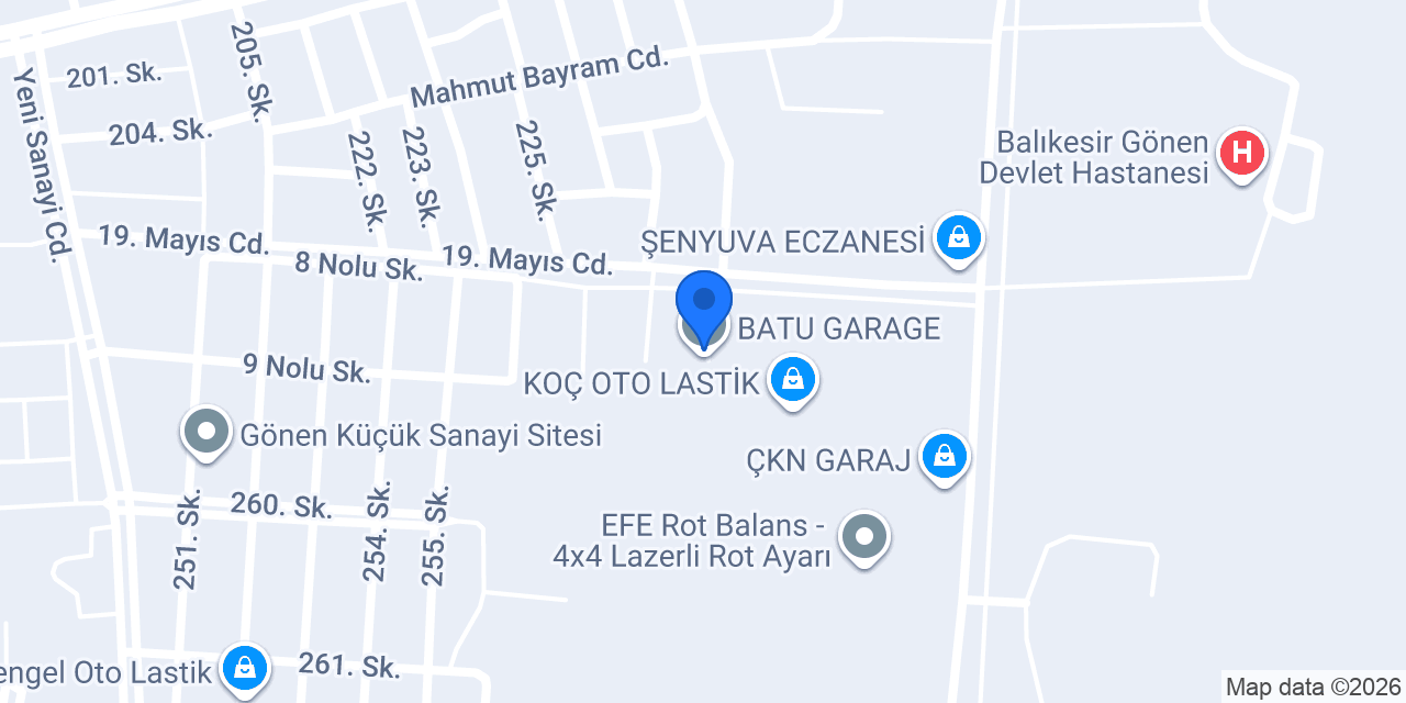 BATU GARAGE konumu