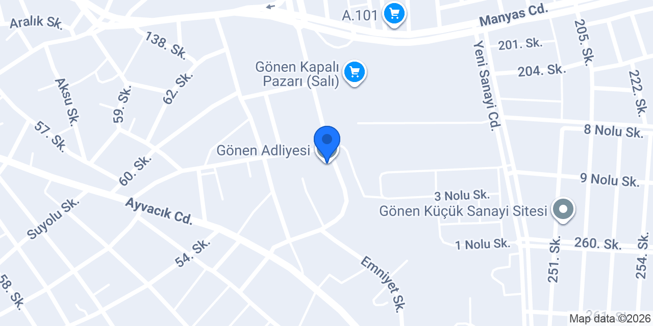 Gönen Adliyesi konumu