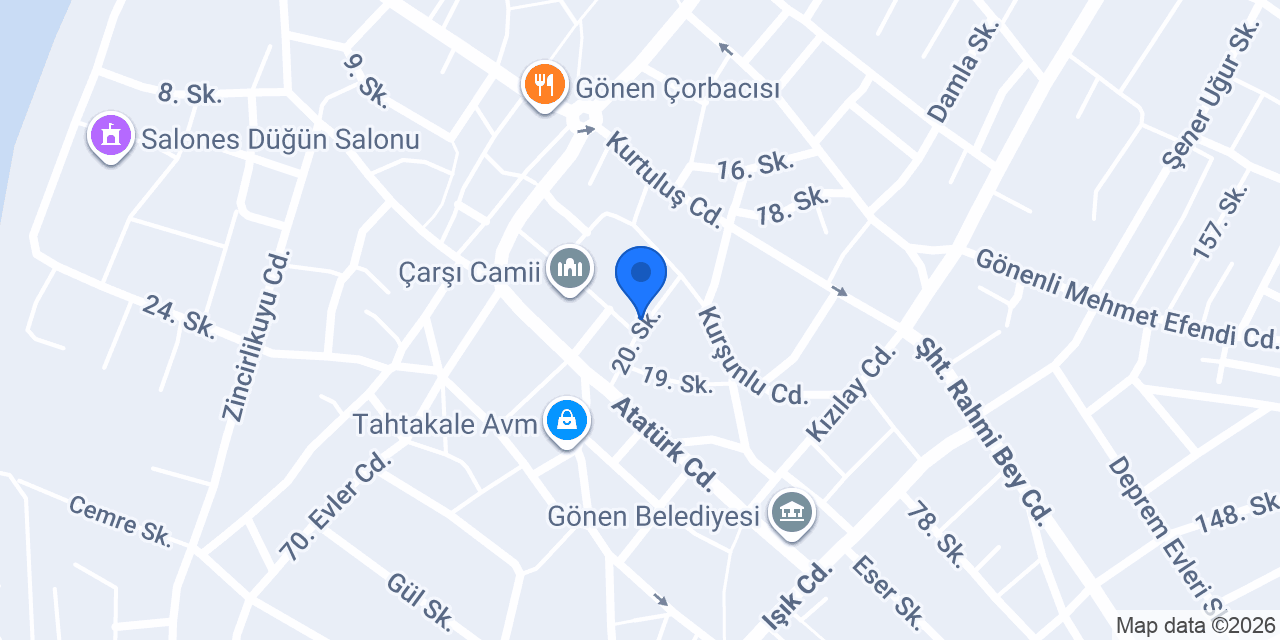 Egeas Sigorta Gönen Şubesi konumu