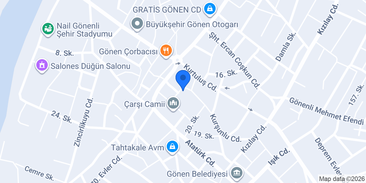 Ekrem Turizm Gönen Şubesi konumu