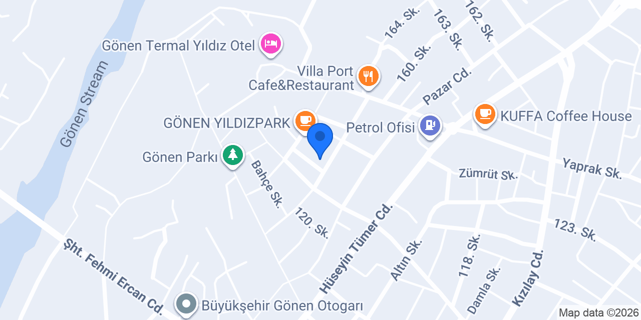 Gönen Palmiye Butik Pansiyon konumu