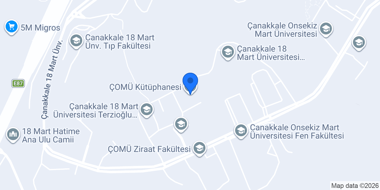 ÇOMÜ Kütüphanesi konumu