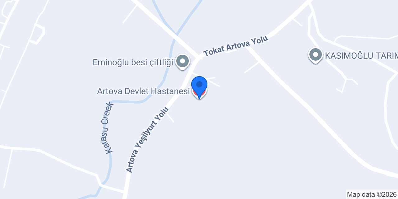 Artova Devlet Hastanesi konumu