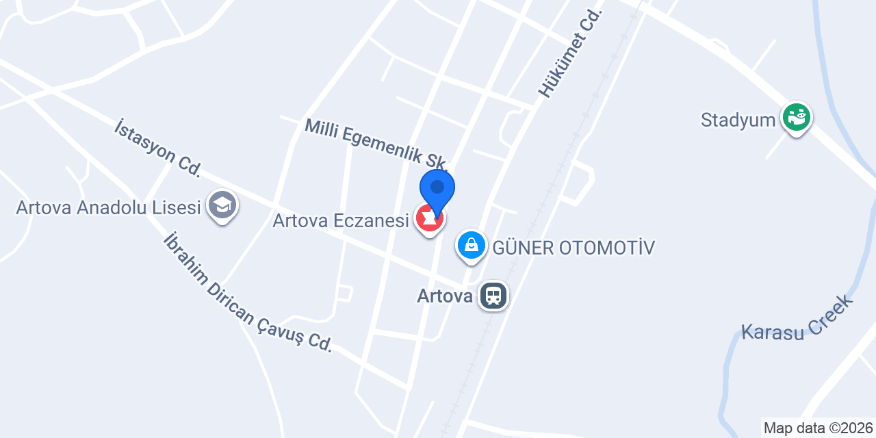 Artova Belediyesi konumu