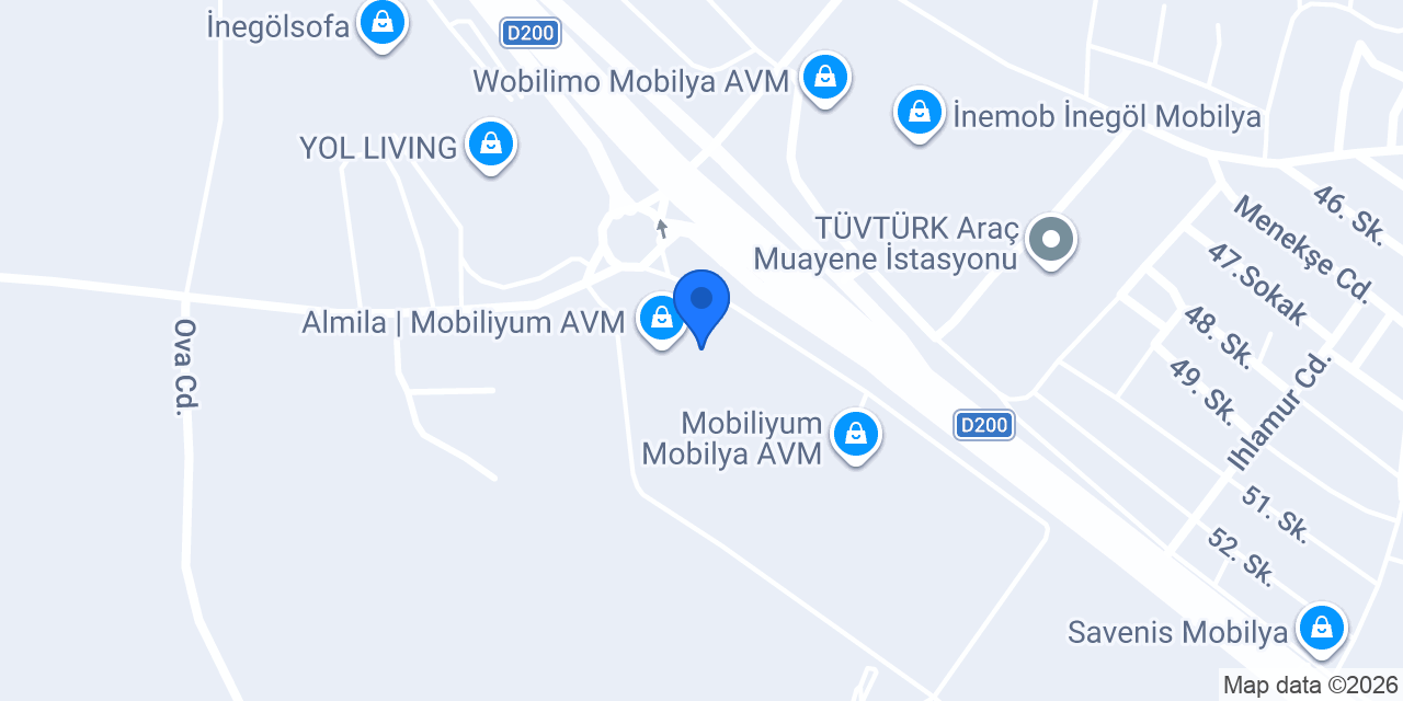 Area Mobilya Mağaza konumu