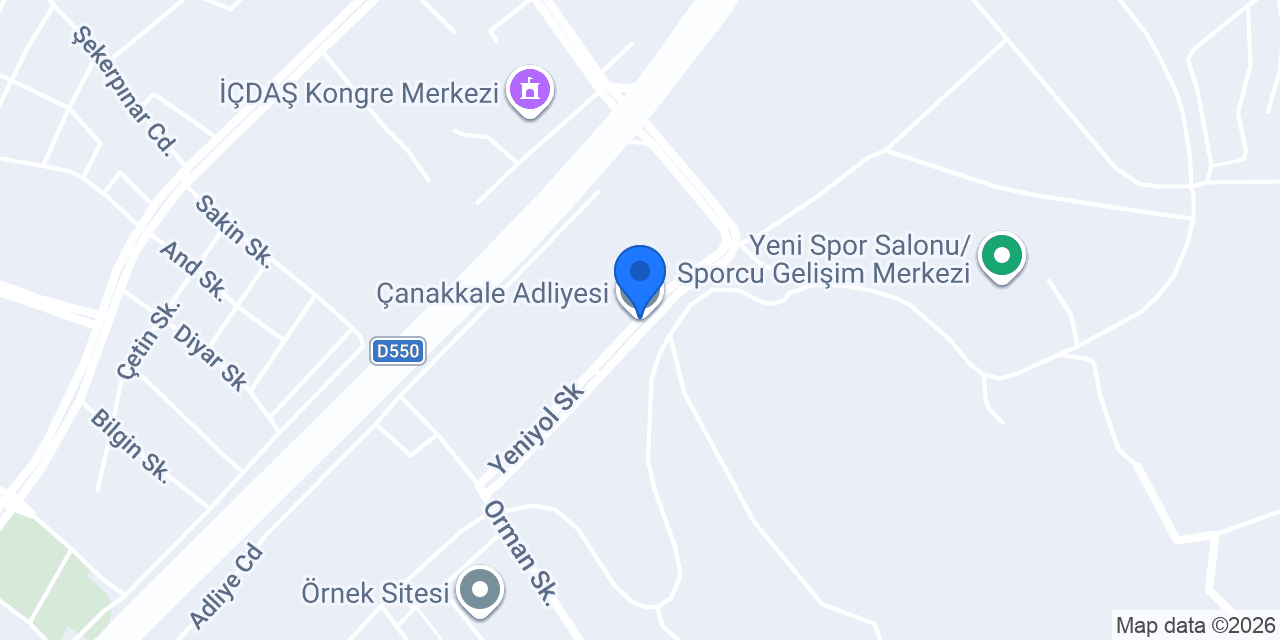Çanakkale Adliyesi konumu