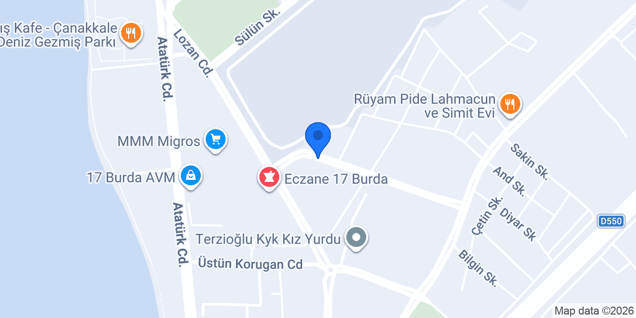 Şentürk Tesisat Çanakkale konumu
