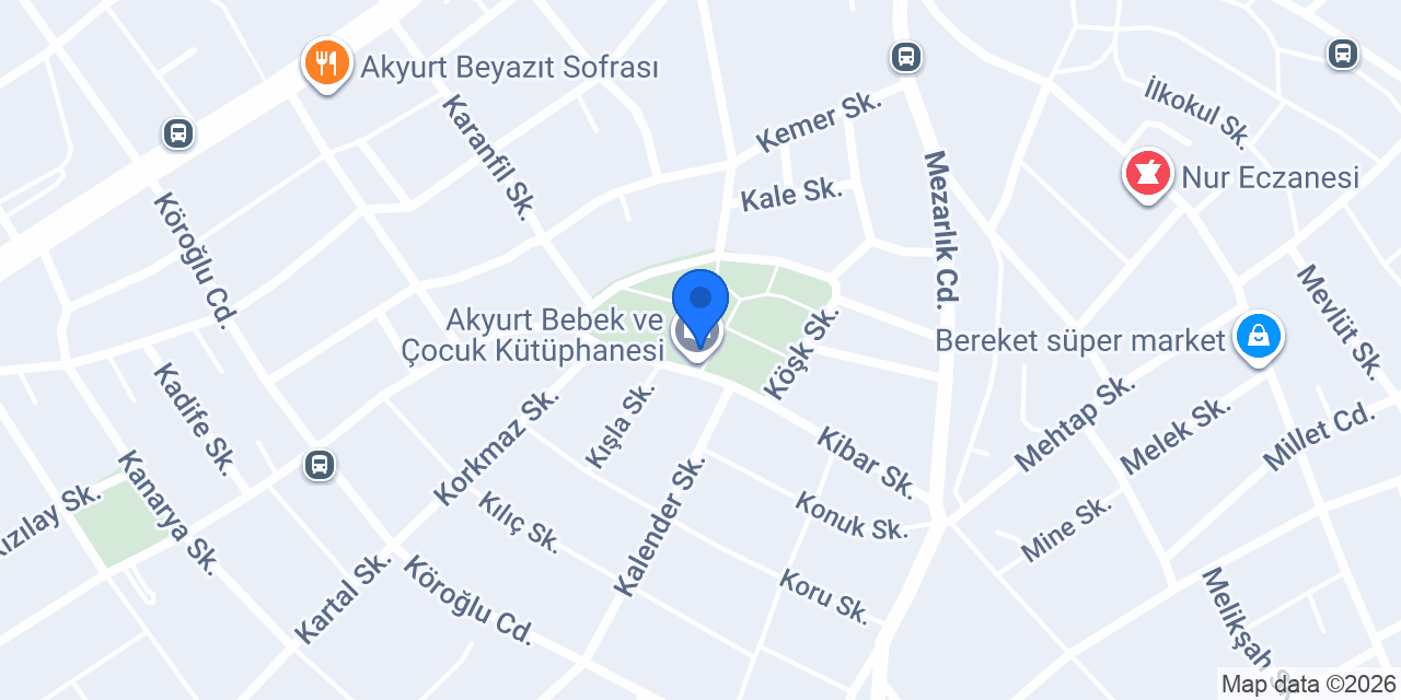 Akyurt Bebek ve Çocuk Kütüphanesi konumu