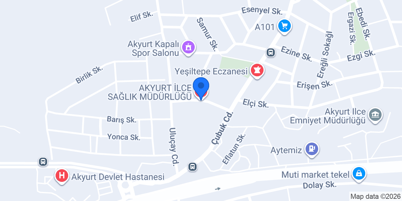 AKYURT İLÇE SAĞLIK MÜDÜRLÜĞÜ konumu