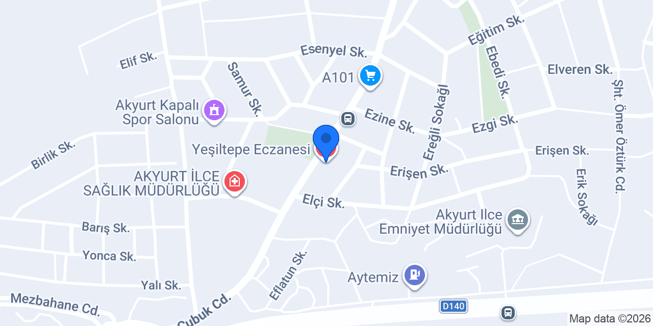 Yeşiltepe Eczanesi konumu