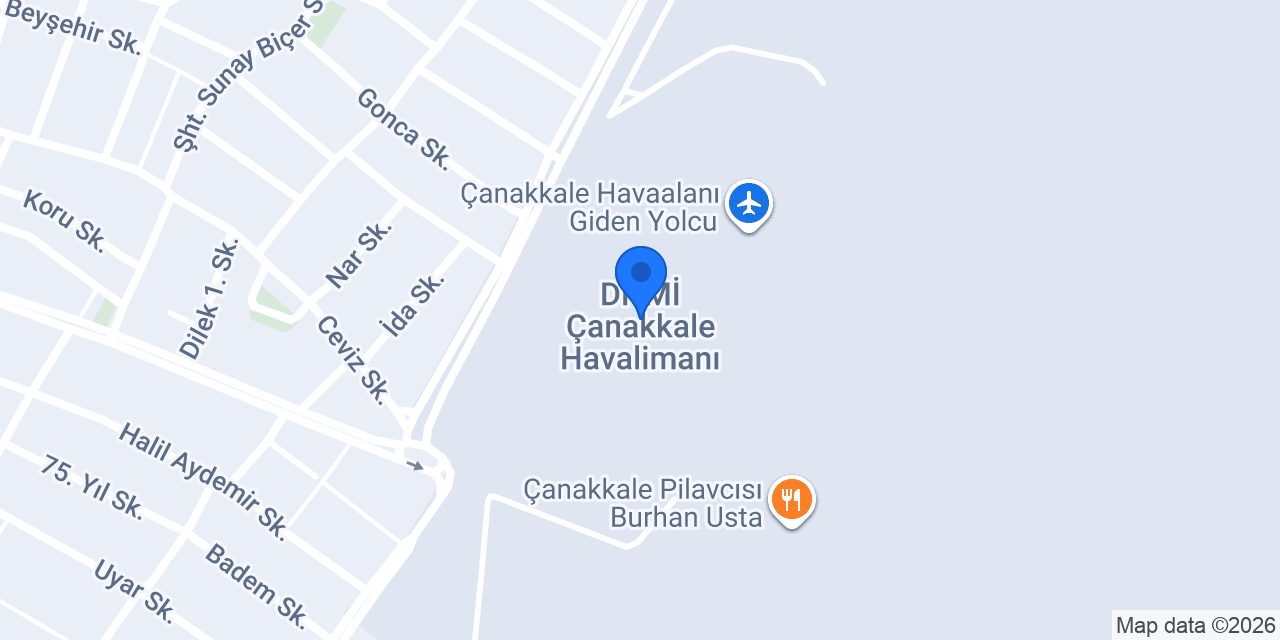 DHMİ Çanakkale Havalimanı konumu