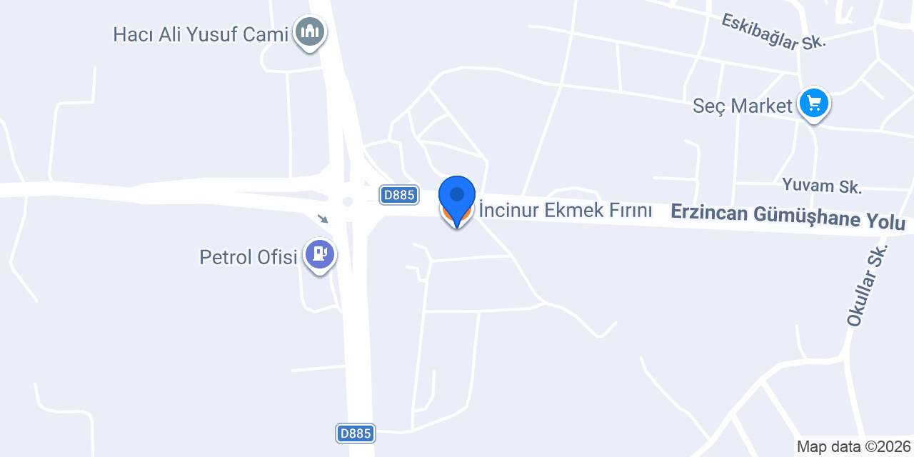 İncinur Ekmek Fırını konumu