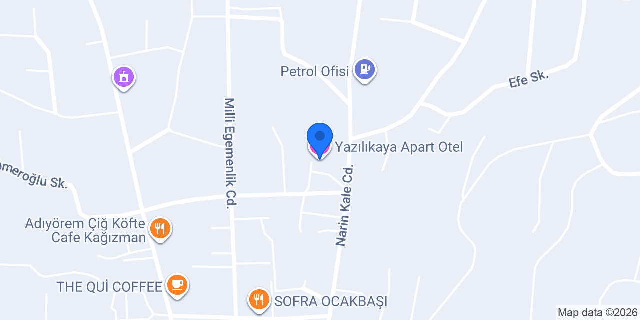 Yazılıkaya Apart Otel konumu