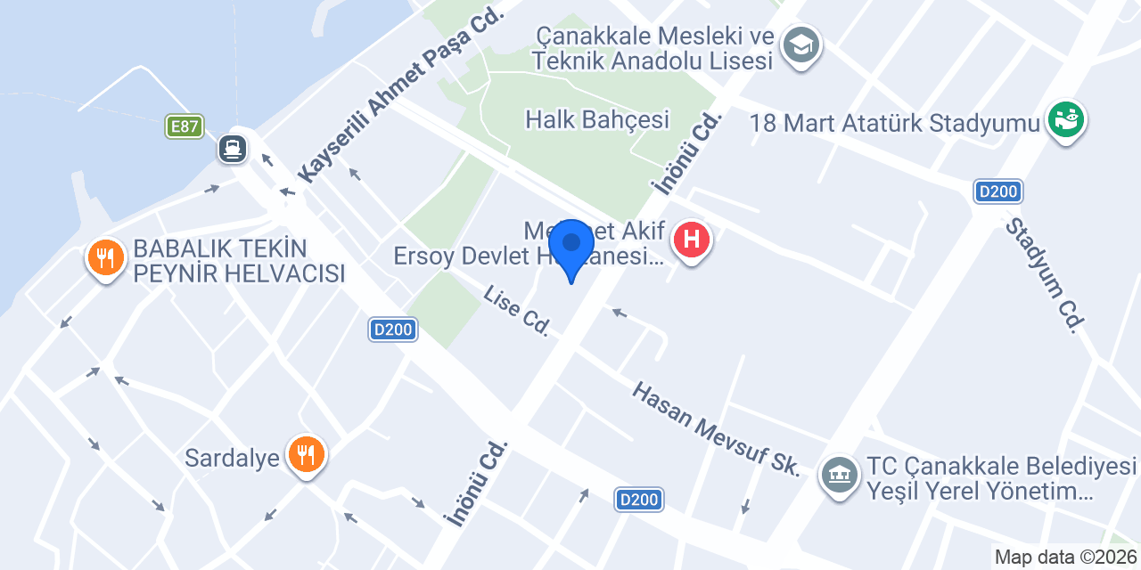 Çanakkale PTT Müdürlüğü konumu