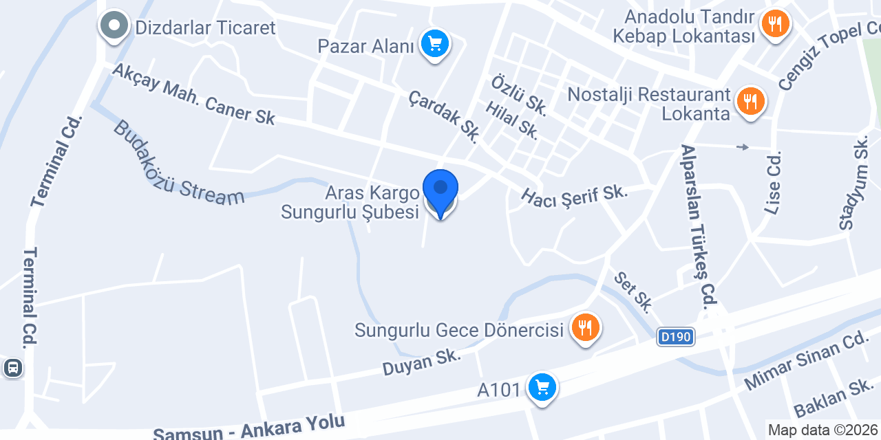 Aras Kargo Sungurlu Şubesi konumu