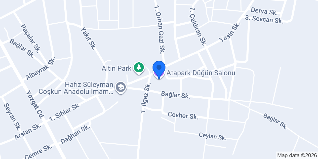 Atapark Düğün Salonu konumu