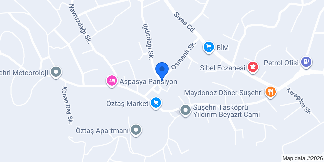 Suşehri Sezer vinç konumu