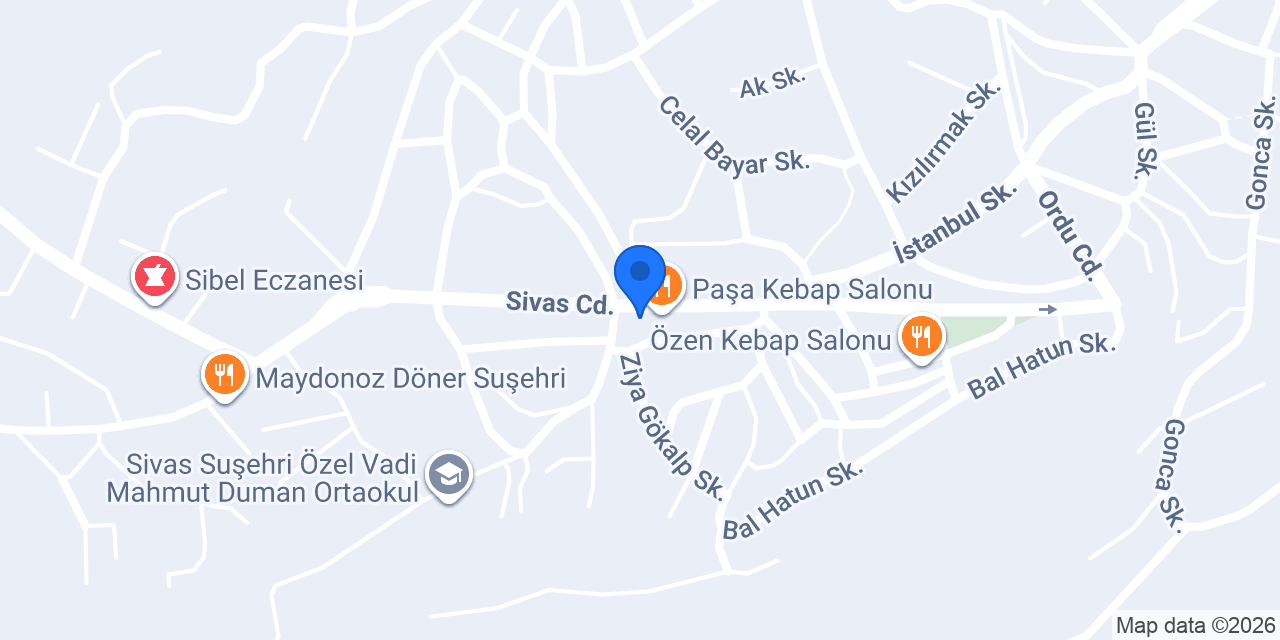Ptt-suşehri Şubesi konumu