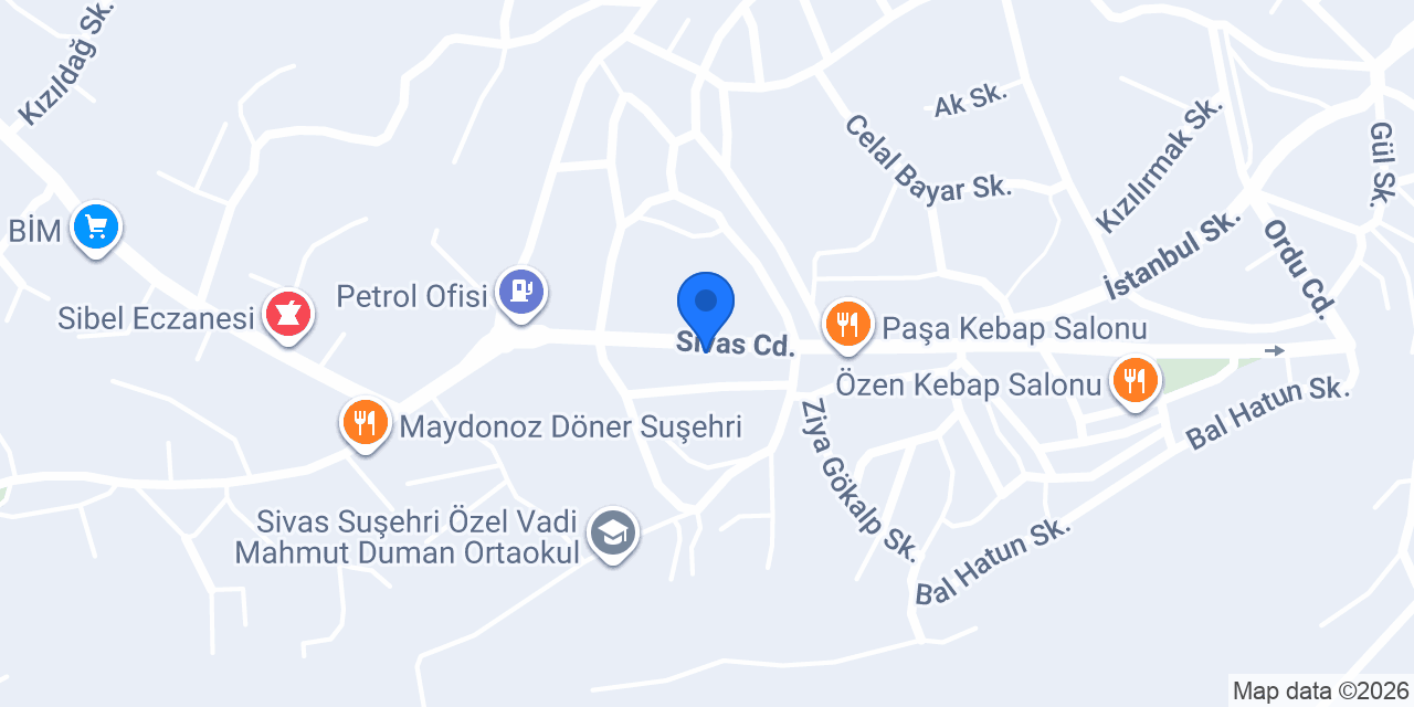 GÖZDE Kuyumculuk Suşehri konumu