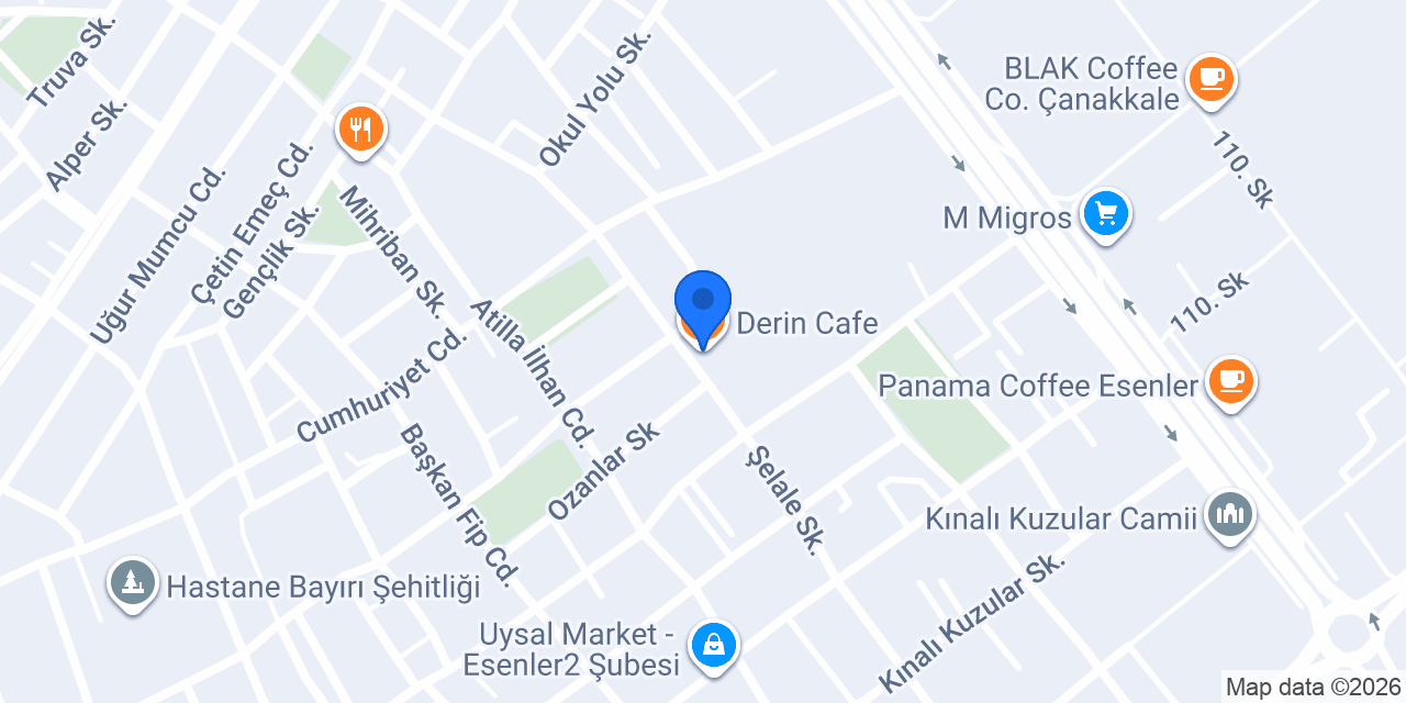 Derin Cafe konumu