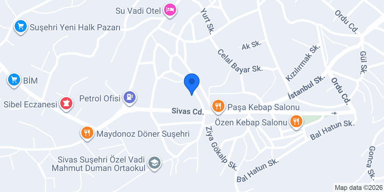 Suşehri tesisatcı konumu