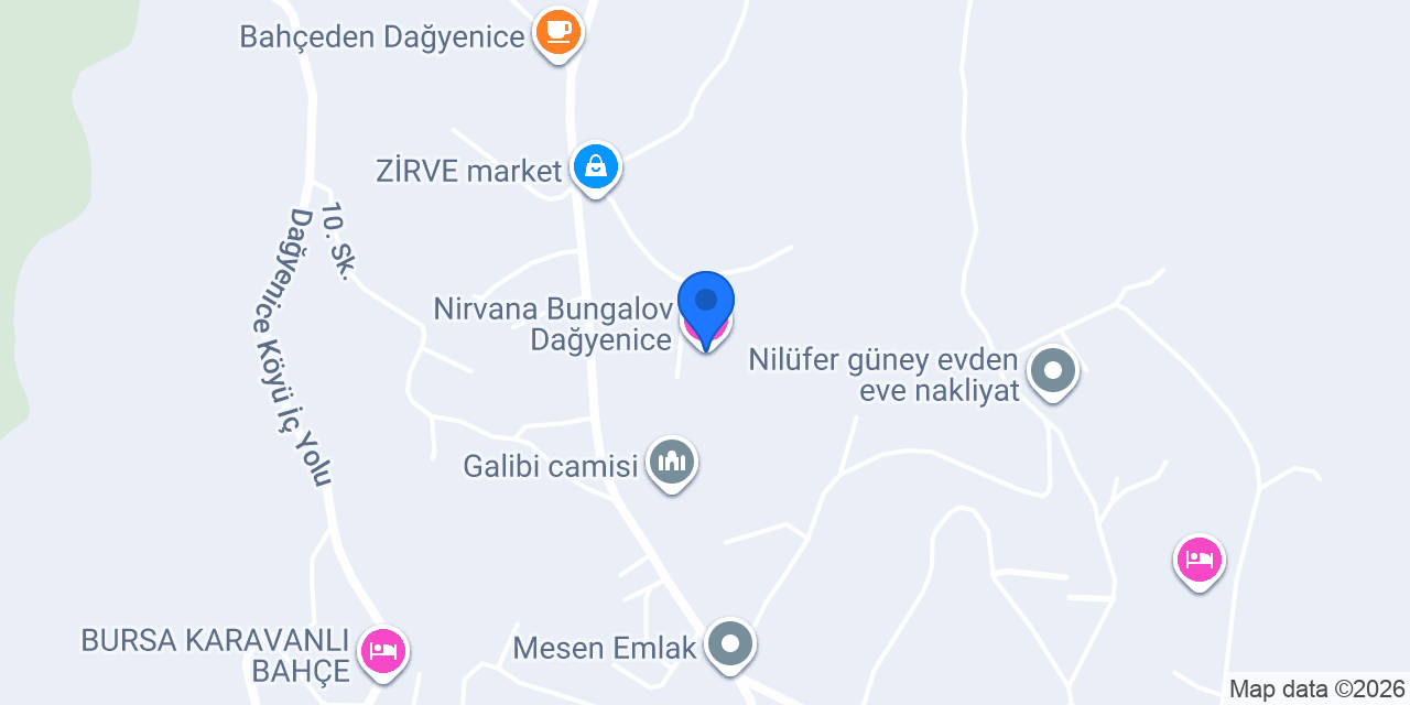 Nirvana Bungalov Dağyenice konumu