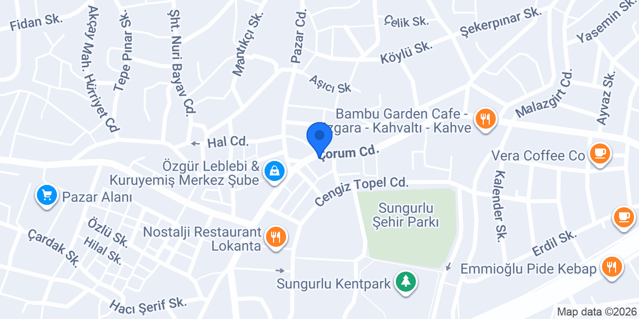 Şekerbank Çorum Sungurlu konumu
