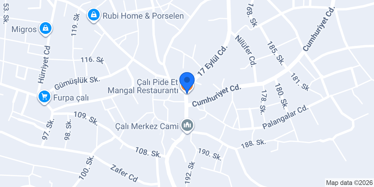 Çalı Pide Et Mangal Restaurantı konumu