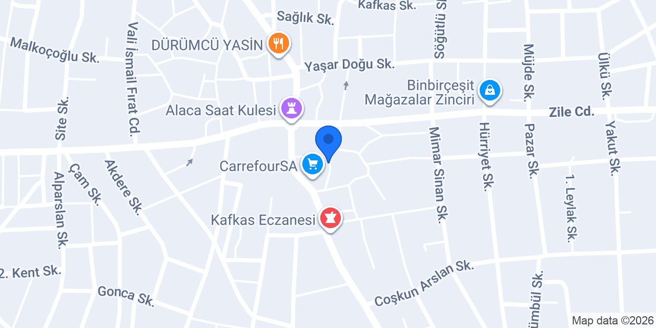 Alaca Tesisat konumu