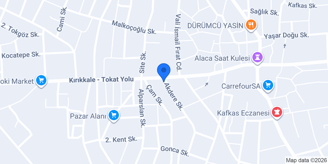 Alaca pratik su tesisatı konumu