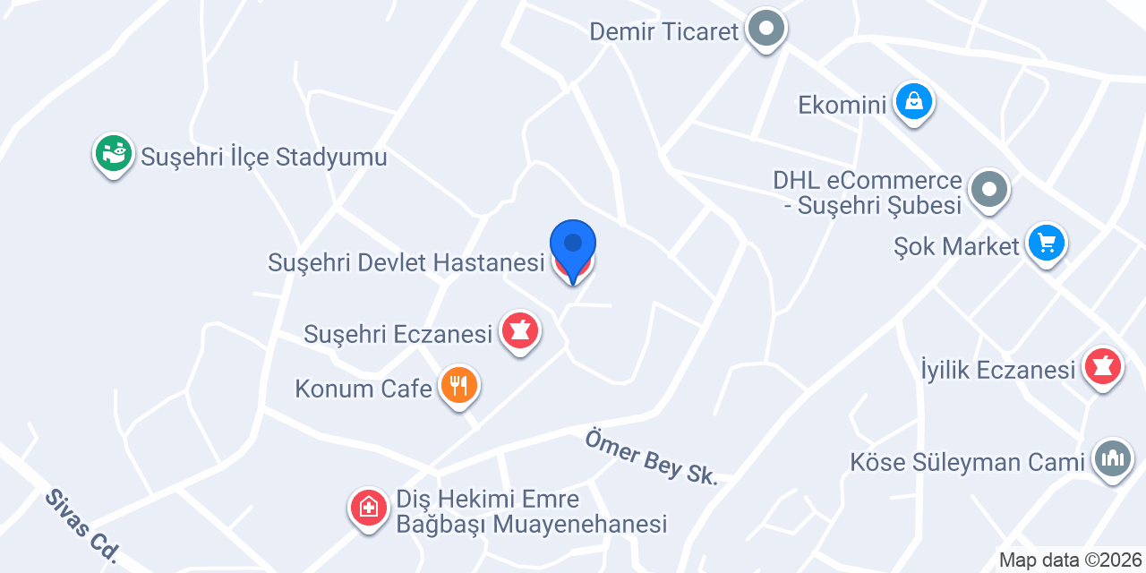 Suşehri Devlet Hastanesi konumu