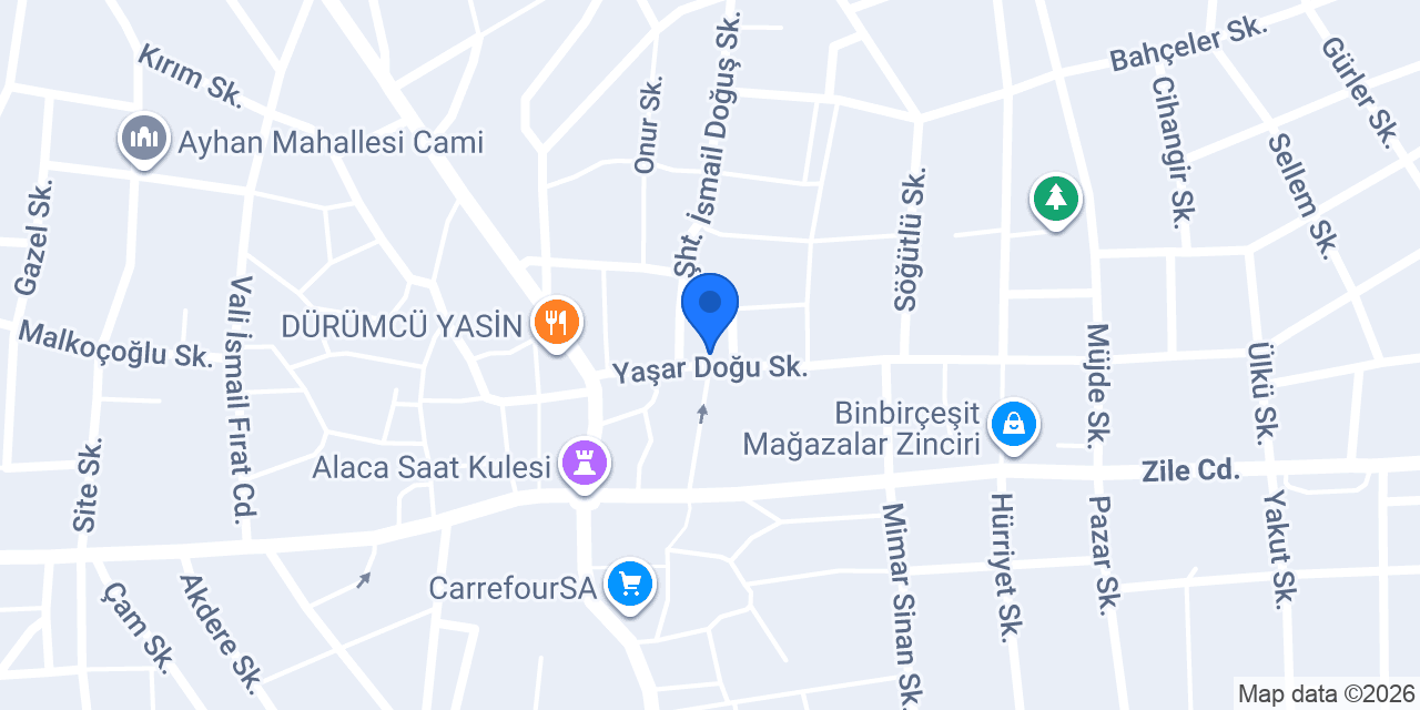 ALACA ÖĞRETMENEVİ ve ASO MÜDÜRLÜĞÜ konumu